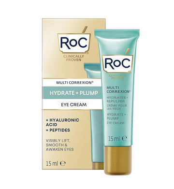 RoC Multi Correxion Hydrate + Plump Eye Cream with Caffeine and Hyaluronic Acid for Dark Circles and Puffy Eyes 15ml