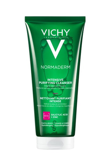 Vichy Normaderm Intensive Purifying Foaming Cleanser Gel, Blemish Prone Skin for Face and Body 200ml
