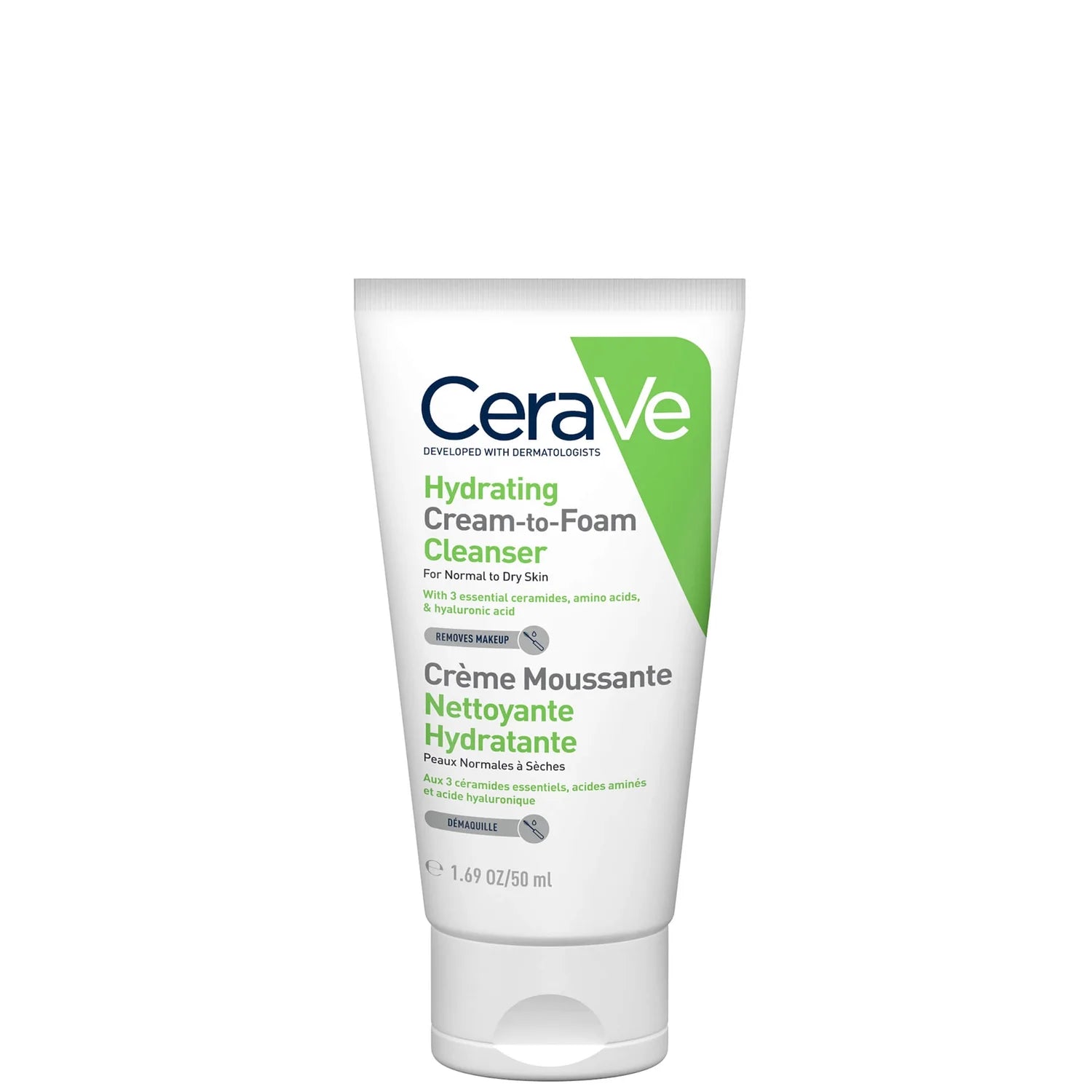 CeraVe Hydrating Cream-to-Foam Cleanser with Amino Acids for Normal to Dry Skin 50ml