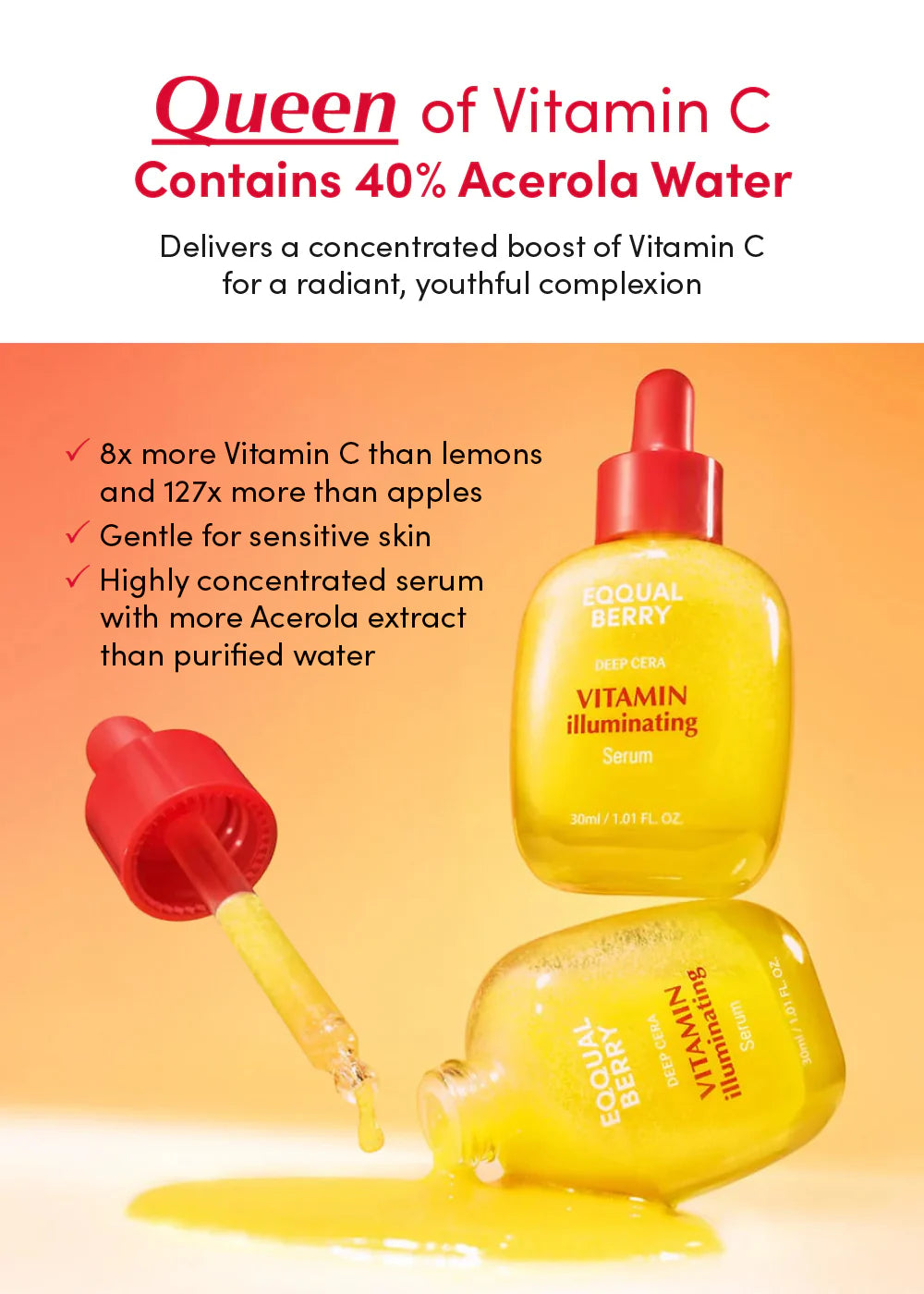 EQQUAL BERRY Vitamin Illuminating Serum – Brightening Vitamin C Serum with Niacinamide