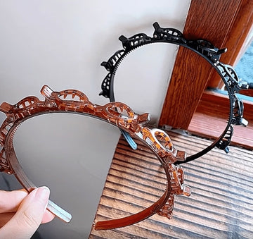 Women's brown Hollow Braided Hair Clip