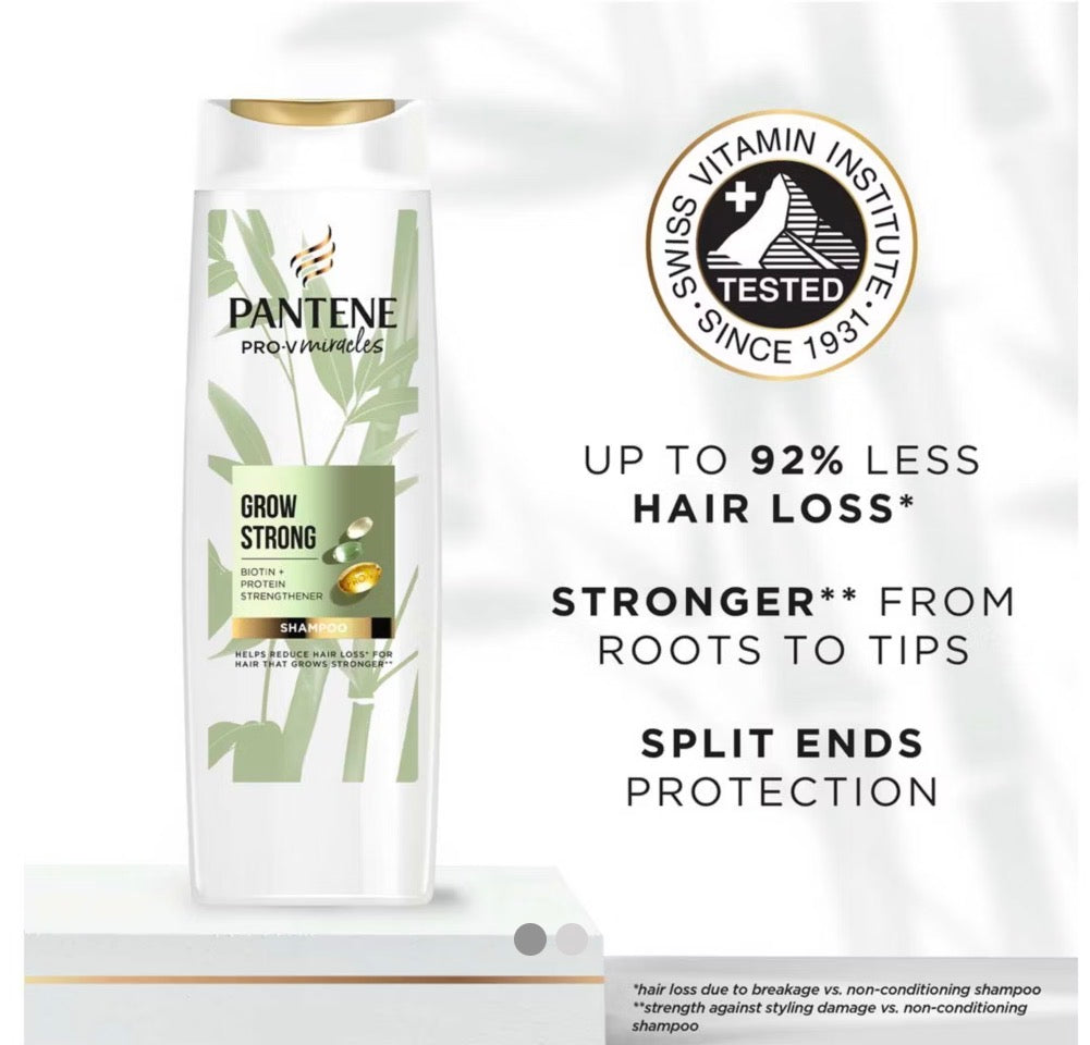 Pantene Grow Strong Shampoo With Bamboo And Biotin 400ml