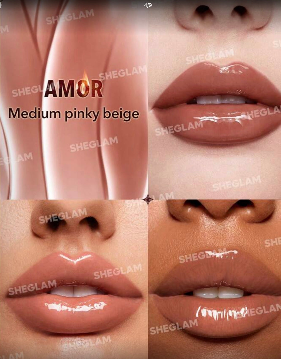 Sheglam ember rose nourishing lip gloss shade amor