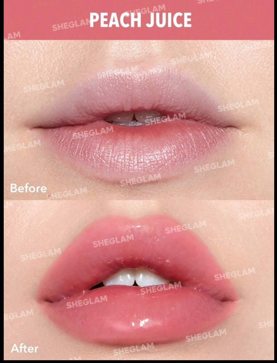 sheglam glow addict lip balm peach juice