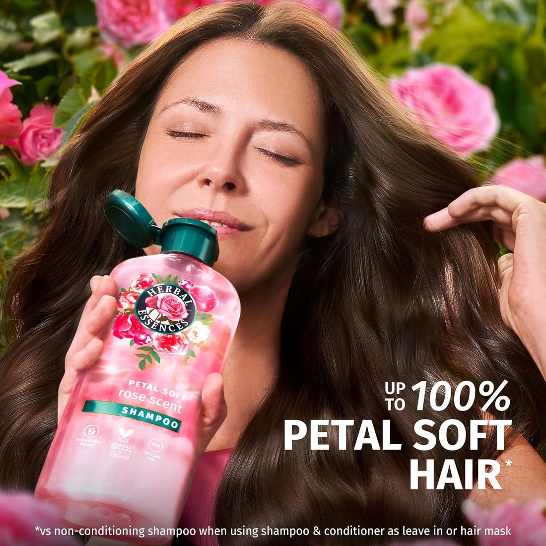 Herbal Essences Rose Scent Petal Soft Shampoo 350ml to Nourish Dry Hair, Silicone